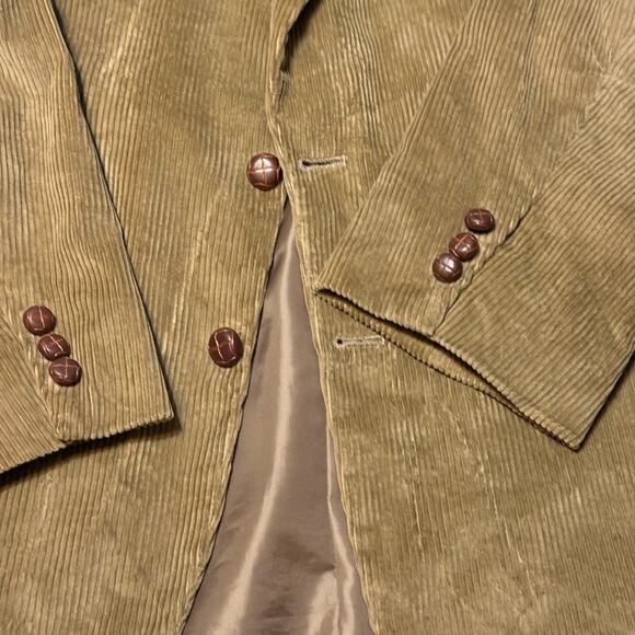 Vintage Martini Berberini Corduroy Blazer 40R Tan Brown Wide Wale Sport Coat - Picture 5 of 10